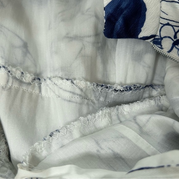 Vintage 70's Floral Blue White Maxi Dress Puff Sleeve Empire Waist Size 4/6 - Picture 8 of 16